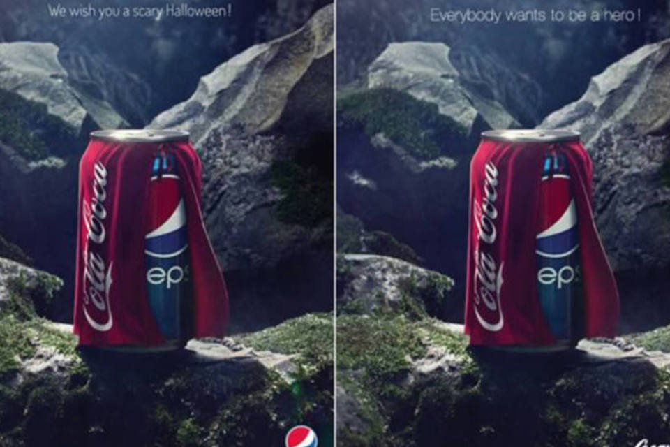 A Pepsi can wearing a Coca-Cola cape, shown with the unofficial reply.